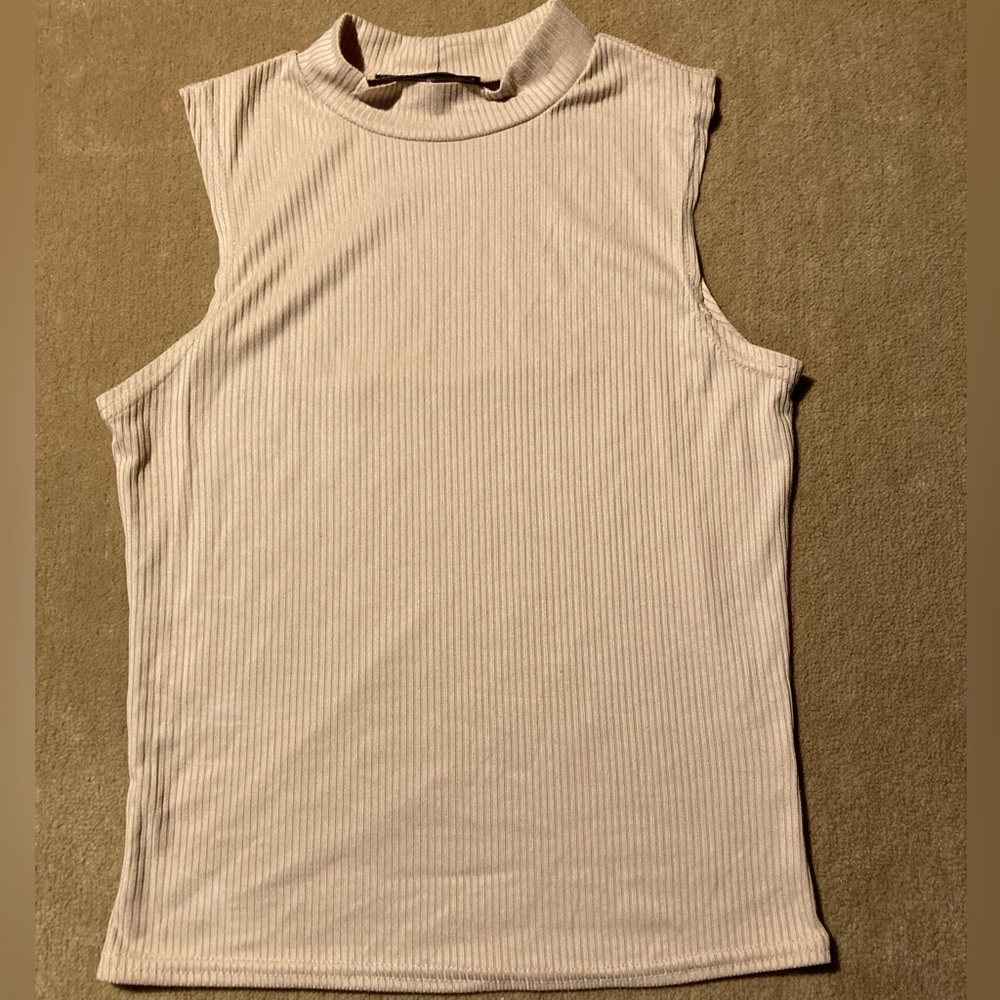 Tan Sleeveless Turtleneck
